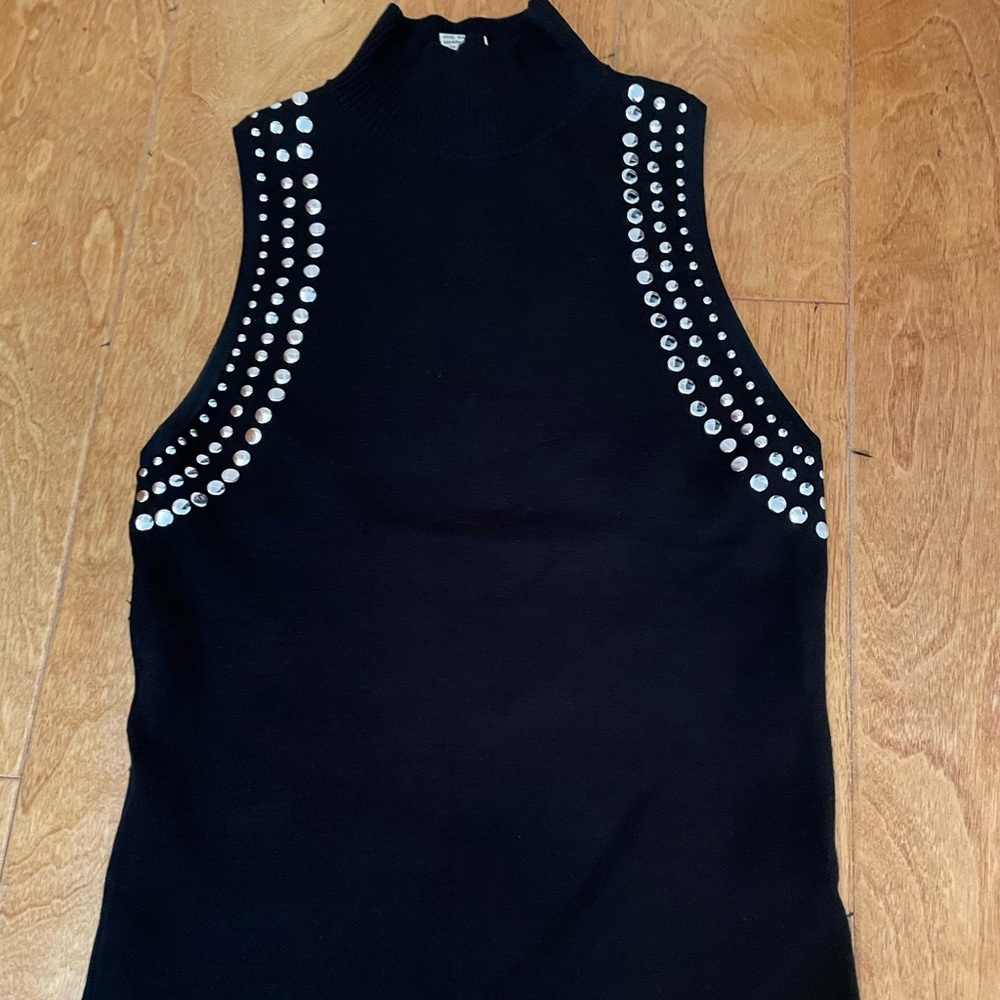 Cache Mock Turtleneck Studded Top